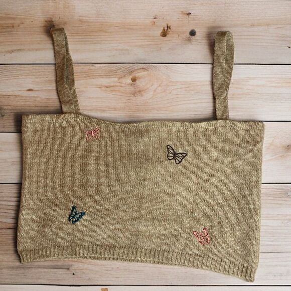 Butterfly Sweater Crop Top - Picture 1 of 9